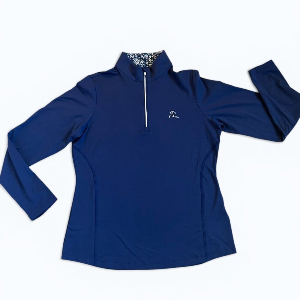 Rhoback Quarter Zip Pullover Medium Blue Floral Collar  Women's Size Medium - Picture 2 of 8